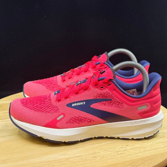 Brooks Launch 9 1203731B604 Women's Shoes Size 7 Pink Navy Low Top Sneaker - Picture 7 of 10